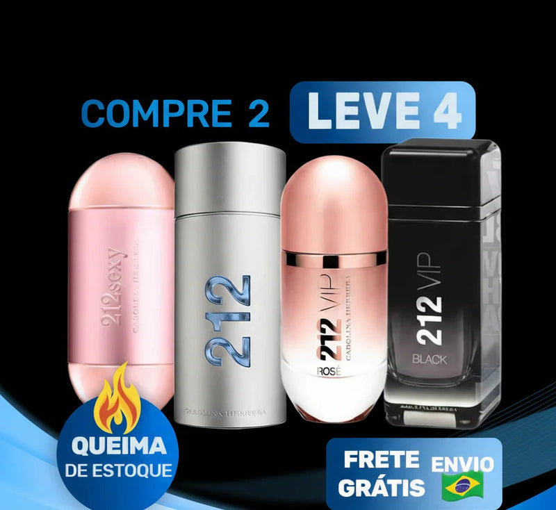 Promoção perfumes 212 Carolina Herrera, compre 2 leve 4, queima de estoque, frete grátis.