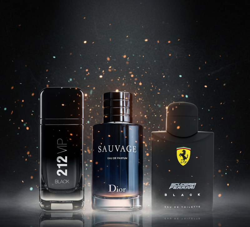 Night Trilogy - 212 Vip Black, Sauvage Dior e Ferrari Black 100ml