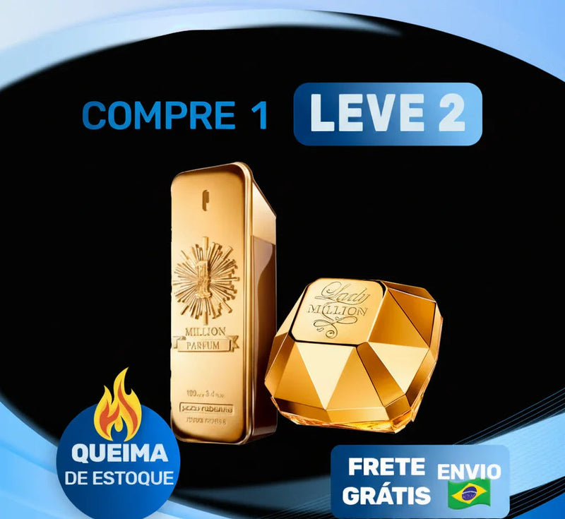 Promoção compre 1 perfume Million Parfum leve 2, queima de estoque, frete grátis Brasil