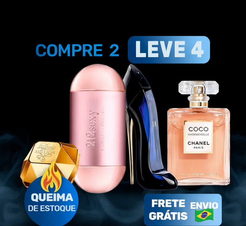 Promoção de perfumes importados Lady Million, 212 Sexy, Good Girl e Coco Chanel com frete grátis