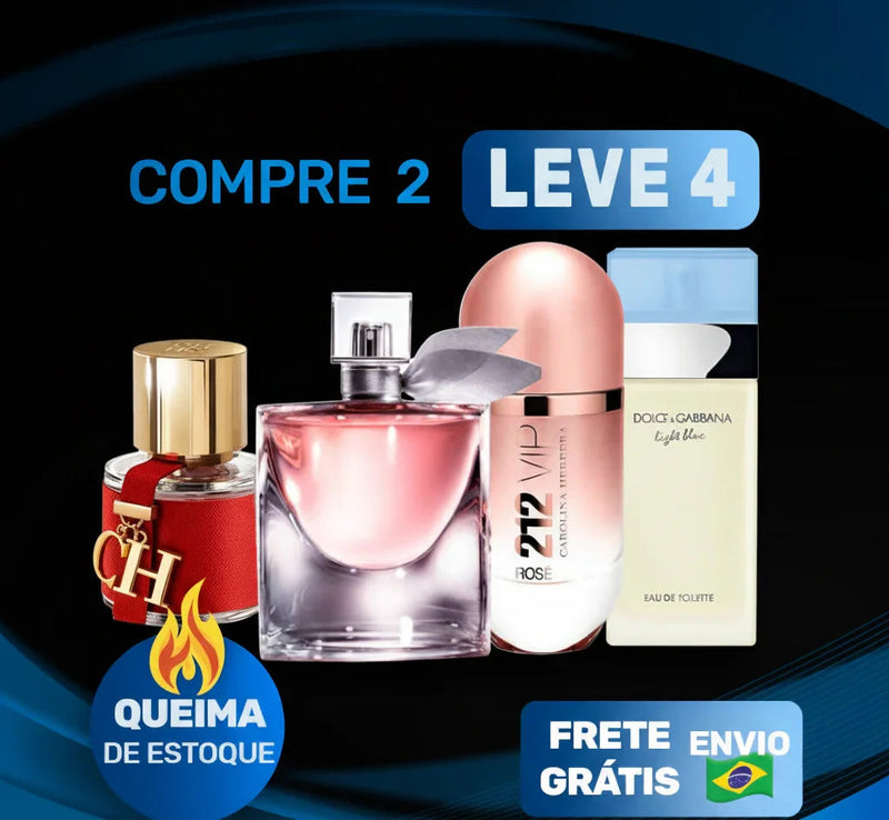 Promoção de perfumes importados, compre 2 leve 4, queima de estoque, frete grátis Brasil